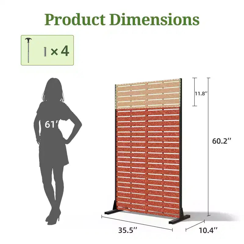 Brise-vue extérieur 152 cm H x 89 cm L avec support, Brise-vue à persiennes, Cloison de séparation autoportante pour terrasse, balcon, jardin