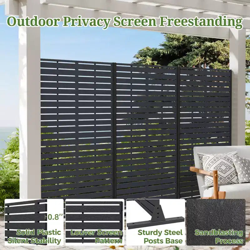 Brise-vue extérieur 152 cm H x 89 cm L avec support, Brise-vue à persiennes, Cloison de séparation autoportante pour terrasse, balcon, jardin