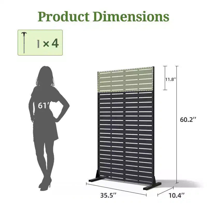 Brise-vue extérieur 152 cm H x 89 cm L avec support, Brise-vue à persiennes, Cloison de séparation autoportante pour terrasse, balcon, jardin