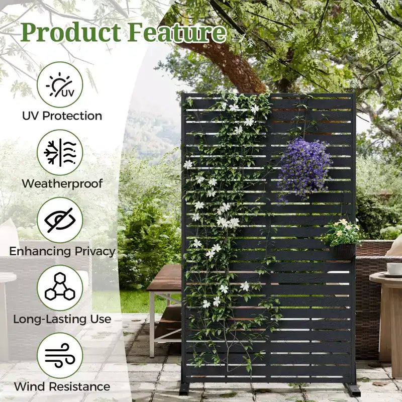 Brise-vue extérieur 152 cm H x 89 cm L avec support, Brise-vue à persiennes, Cloison de séparation autoportante pour terrasse, balcon, jardin