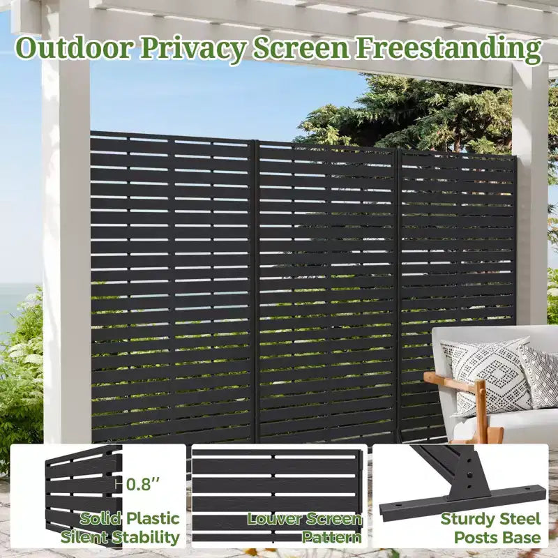 Brise-vue extérieur 152 cm H x 89 cm L avec support, Brise-vue à persiennes, Cloison de séparation autoportante pour terrasse, balcon, jardin