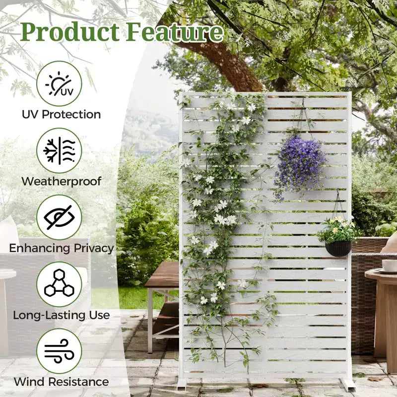 Brise-vue extérieur 152 cm H x 89 cm L avec support, Brise-vue à persiennes, Cloison de séparation autoportante pour terrasse, balcon, jardin