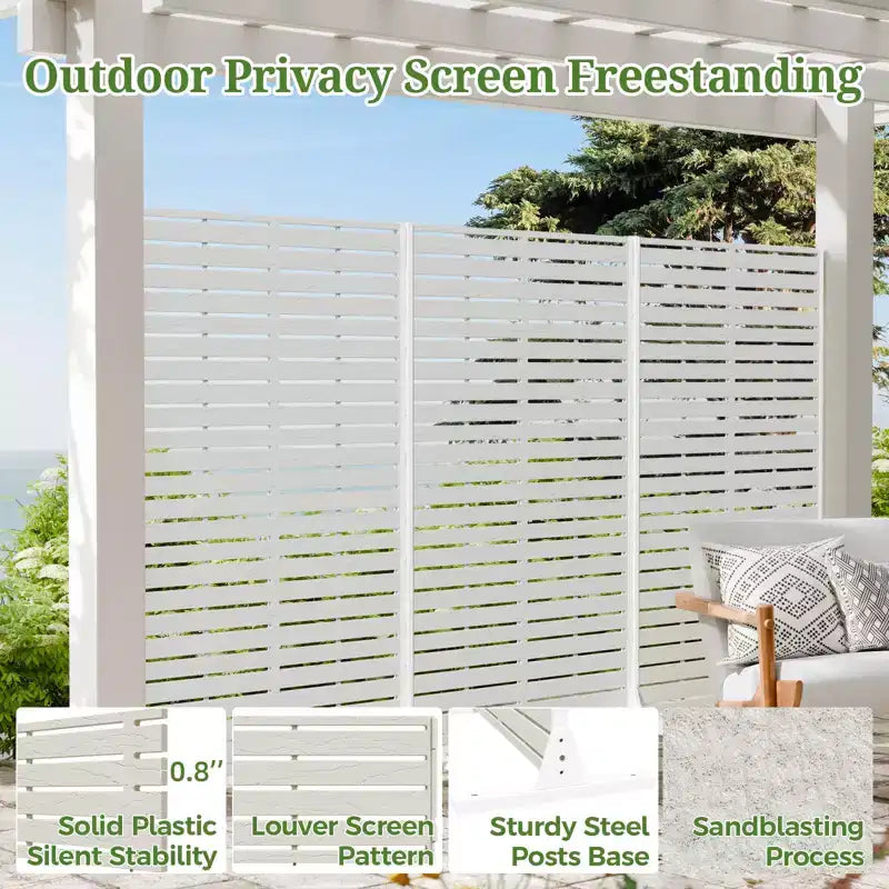 Brise-vue extérieur 152 cm H x 89 cm L avec support, Brise-vue à persiennes, Cloison de séparation autoportante pour terrasse, balcon, jardin