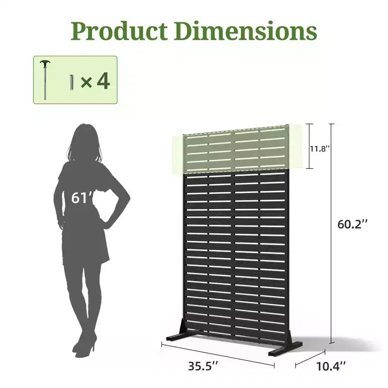 Brise-vue extérieur 152 cm H x 89 cm L avec support, Brise-vue à persiennes, Cloison de séparation autoportante pour terrasse, balcon, jardin