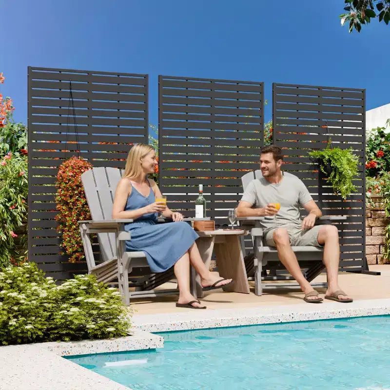 Brise-vue extérieur 152 cm H x 89 cm L avec support, Brise-vue à persiennes, Cloison de séparation autoportante pour terrasse, balcon, jardin