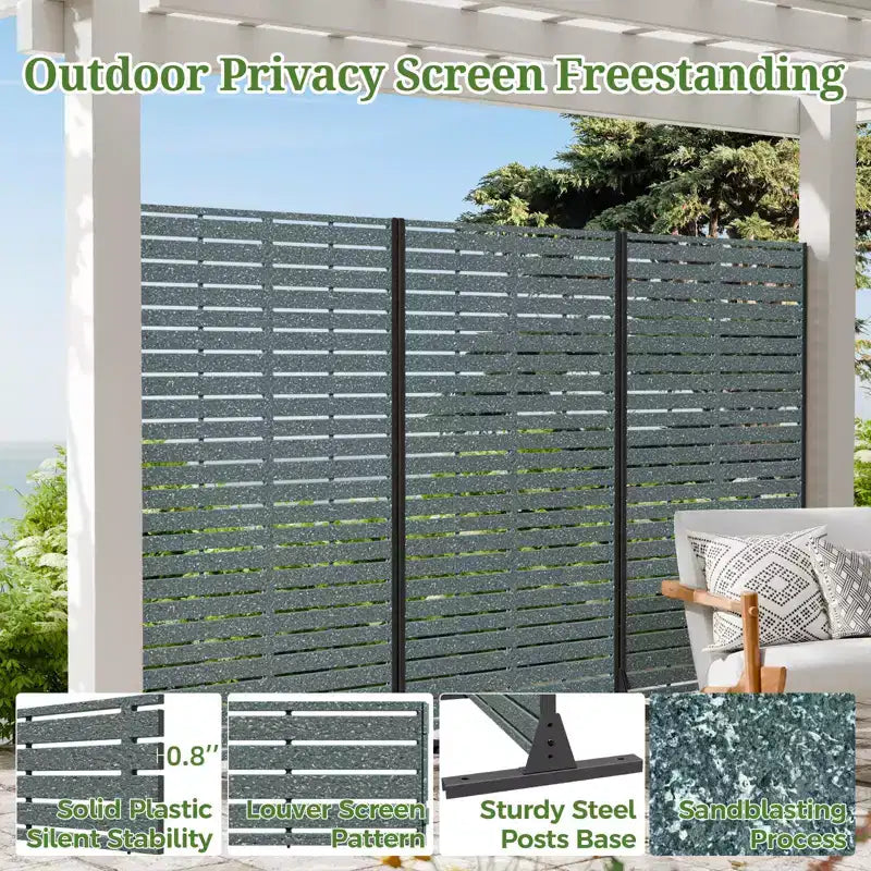 Brise-vue extérieur 152 cm H x 89 cm L avec support, Brise-vue à persiennes, Cloison de séparation autoportante pour terrasse, balcon, jardin