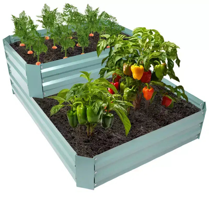 Carré potager surélevé en acier galvanisé à 2 niveaux - 17,75 H