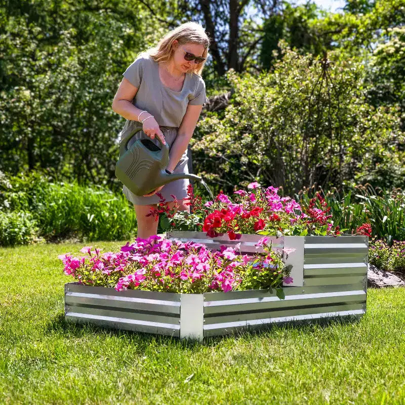 Carré potager surélevé en acier galvanisé à 2 niveaux - 17,75 H