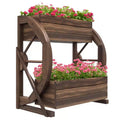 Outsunny Wooden Wagon Planter Box, Decorative Raised Garden Bed for Vegetables Flowers Herbs, 22 x 13 x 22