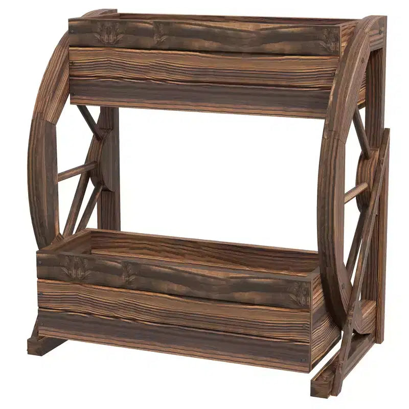 Jardinière décorative en bois en forme de chariot, jardinière surélevée pour légumes, fleurs et herbes aromatiques, 56 x 33 x 56 cm