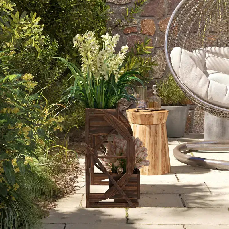 Jardinière décorative en bois en forme de chariot, jardinière surélevée pour légumes, fleurs et herbes aromatiques, 56 x 33 x 56 cm