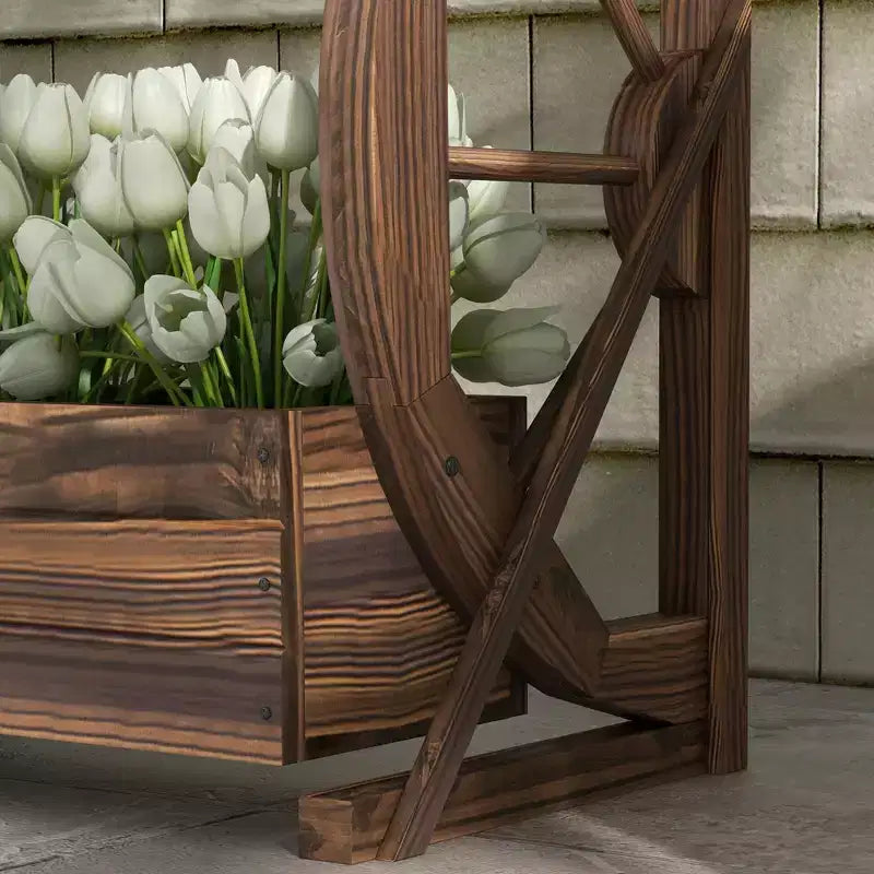 Jardinière décorative en bois en forme de chariot, jardinière surélevée pour légumes, fleurs et herbes aromatiques, 56 x 33 x 56 cm
