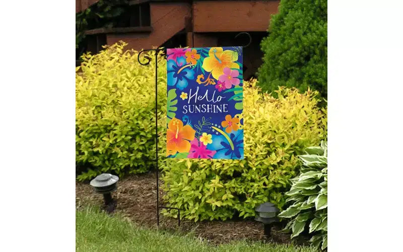 Drapeau de jardin double face 12x18 Pour l'extérieur Bonjour soleil Pour le printemps Drapeau de jardin Drapeaux pour l'extérieur