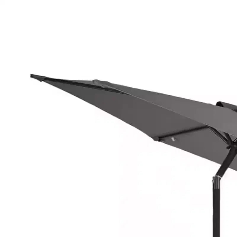Parasol de marché rond en tissu, pour jardin et extérieur, auvent ombragé avec manivelle automatique et inclinaison, gris/marron