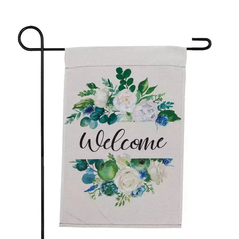 Drapeau de jardin extérieur « Bienvenue au printemps » motif fleurs diverses 18 x 12.5