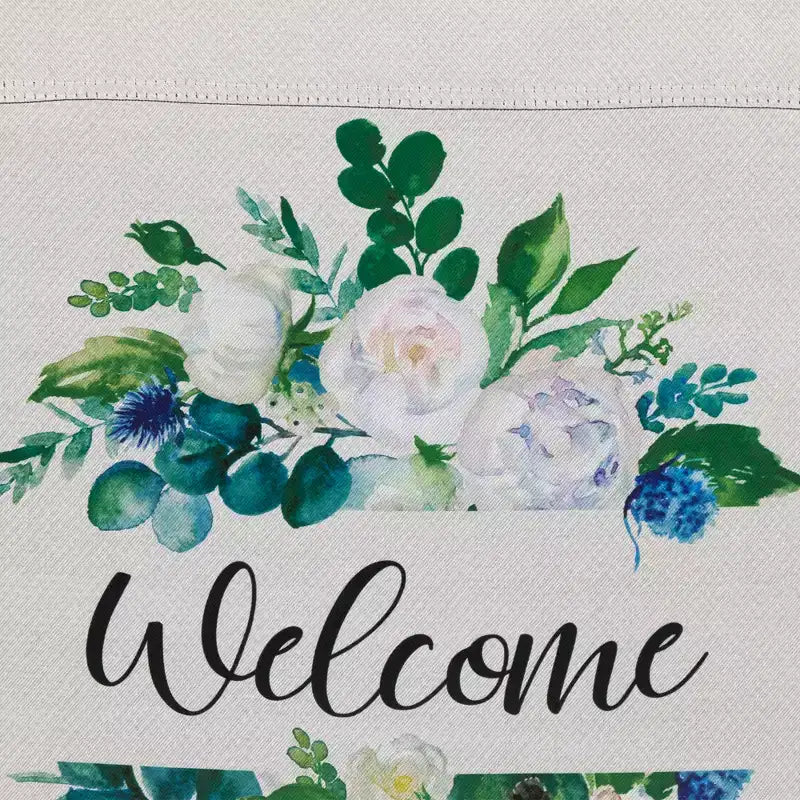 Drapeau de jardin extérieur « Bienvenue au printemps » motif fleurs diverses 18 x 12.5