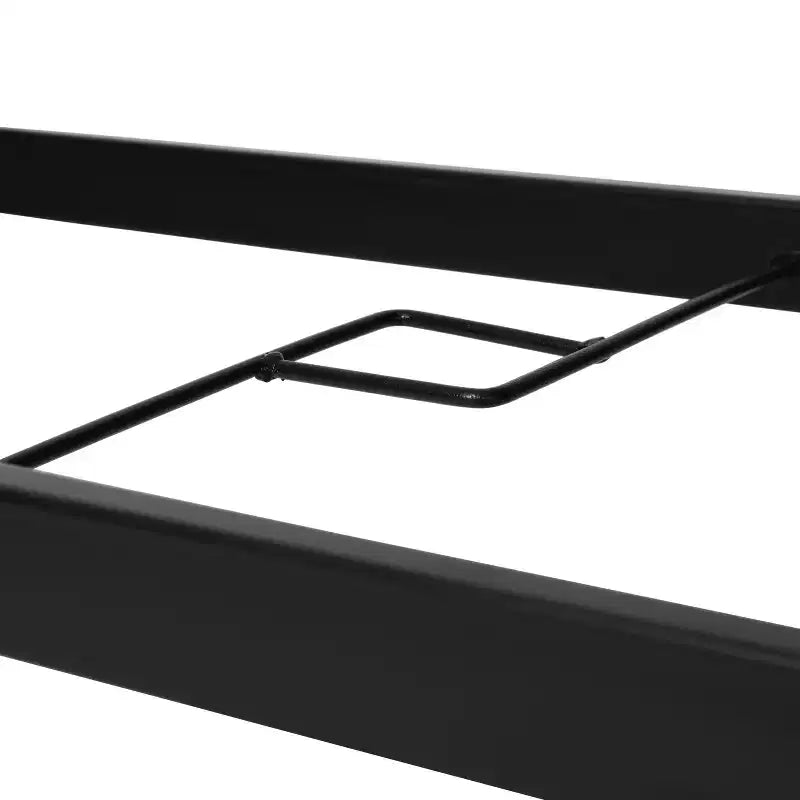 Table de terrasse rectangulaire avec plateau en verre trempé, trou pour parasol et structure en tubes d'acier noir