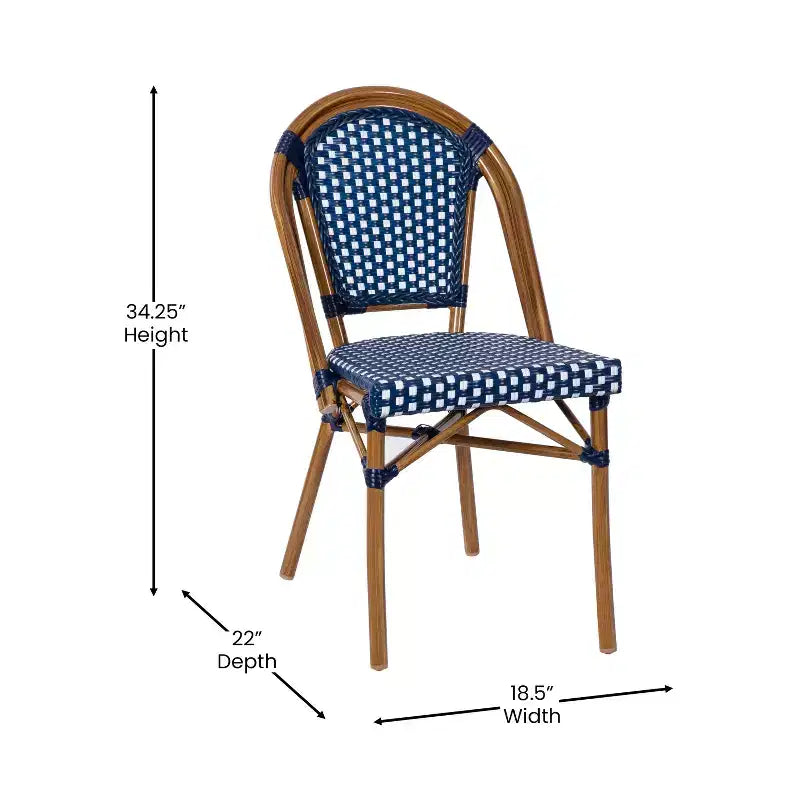 Table et chaises style bistrot — Comprenant un plateau en verre et une fabrication en osier PE