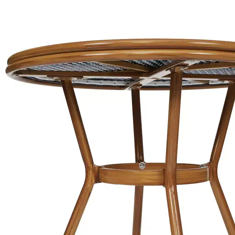 Table et chaises style bistrot — Comprenant un plateau en verre et une fabrication en osier PE