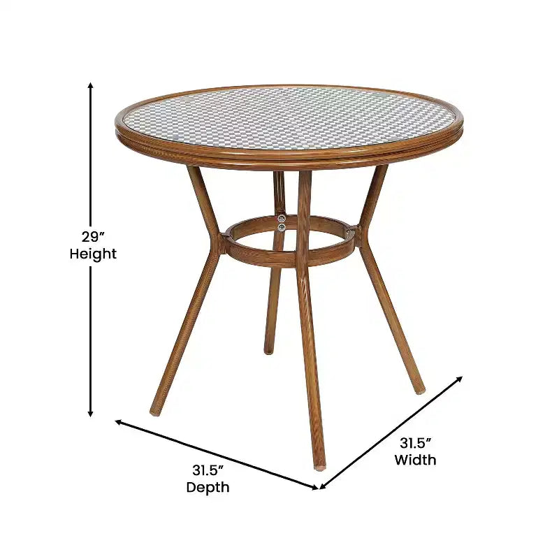 Table et chaises style bistrot — Comprenant un plateau en verre et une fabrication en osier PE