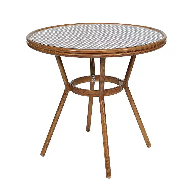 Table et chaises style bistrot — Comprenant un plateau en verre et une fabrication en osier PE