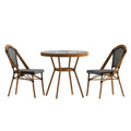 Table et chaises style bistrot — Comprenant un plateau en verre et une fabrication en osier PE
