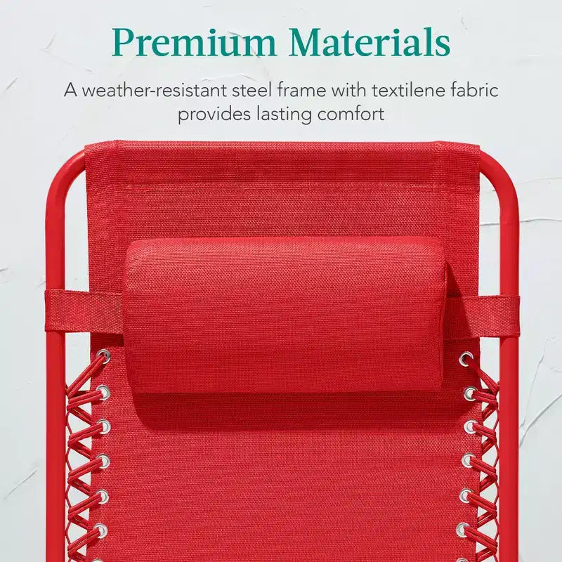 Fauteuil inclinable de patio pliant antigravité monochrome avec plateau latéral et appuie-tête