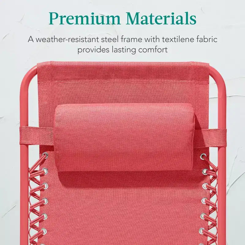 Fauteuil inclinable de patio pliant antigravité monochrome avec plateau latéral et appuie-tête
