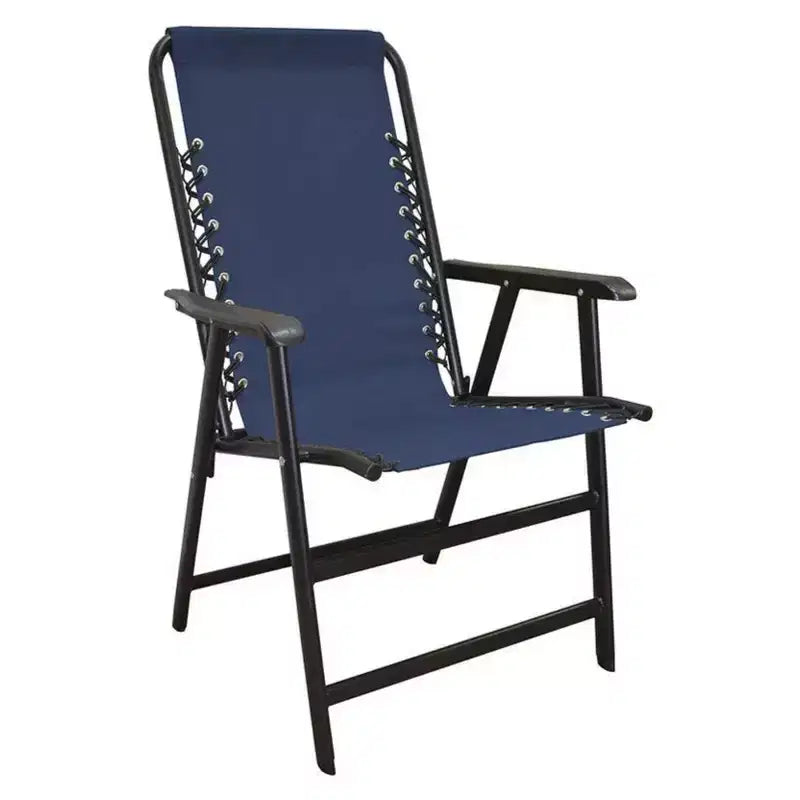 Caravan Canopy Suspension Portable Folding Sports Chair with Bungee Suspension and Textaline Fabric, 300 Pound Weight Capacity, Blue